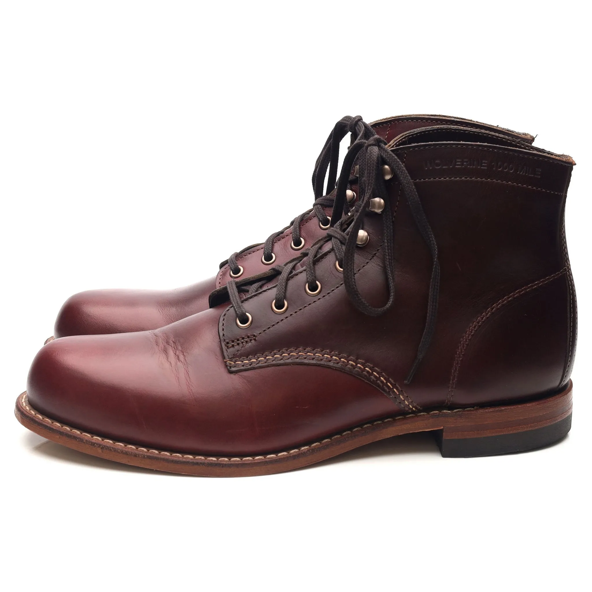1000 Mile 'Evans' Burgundy Leather Boots UK 9.5 US 10.5