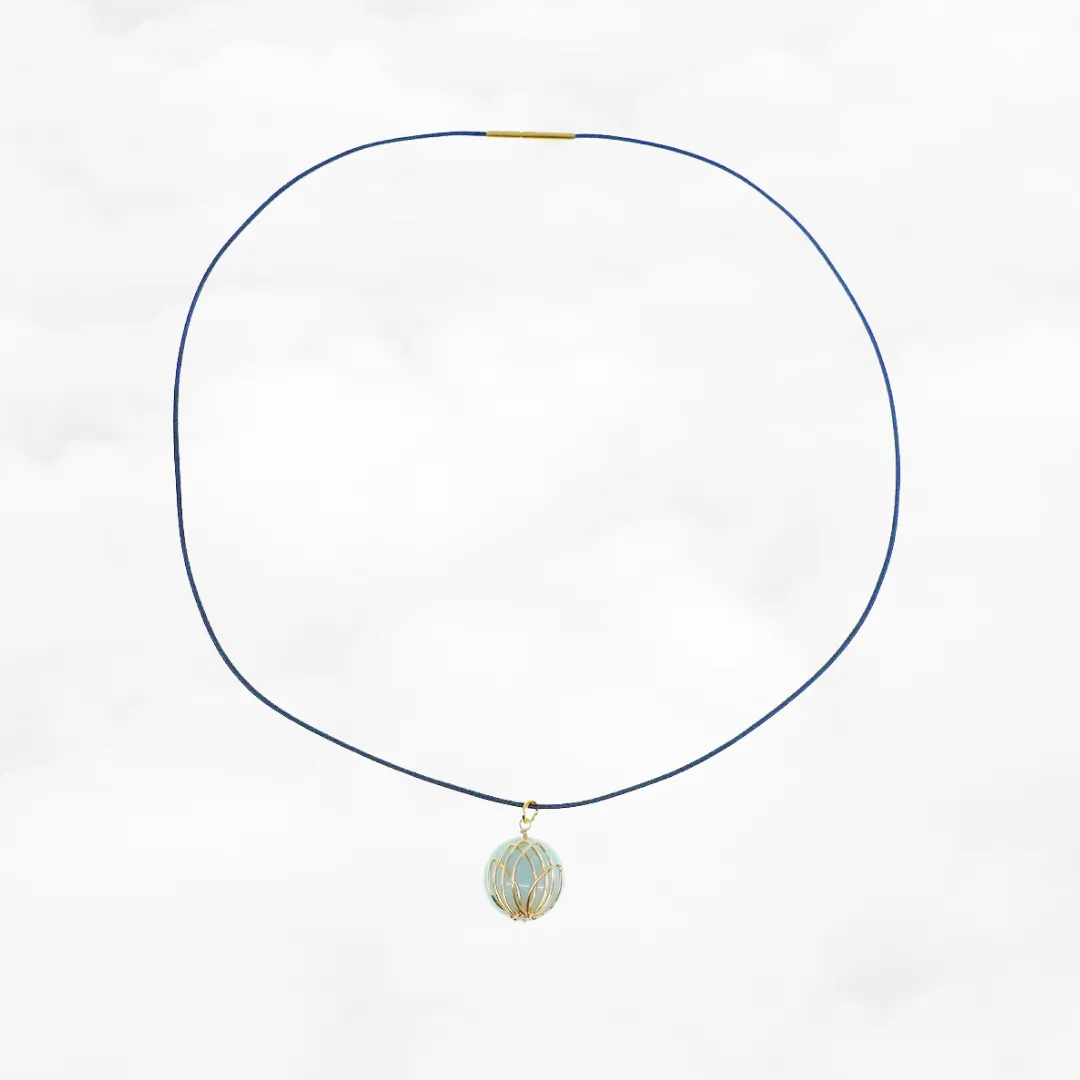 Amazonite Lotus Leather Necklace