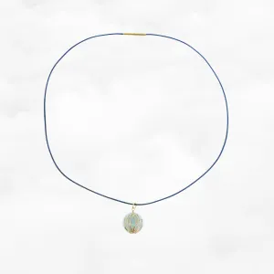 Amazonite Lotus Leather Necklace