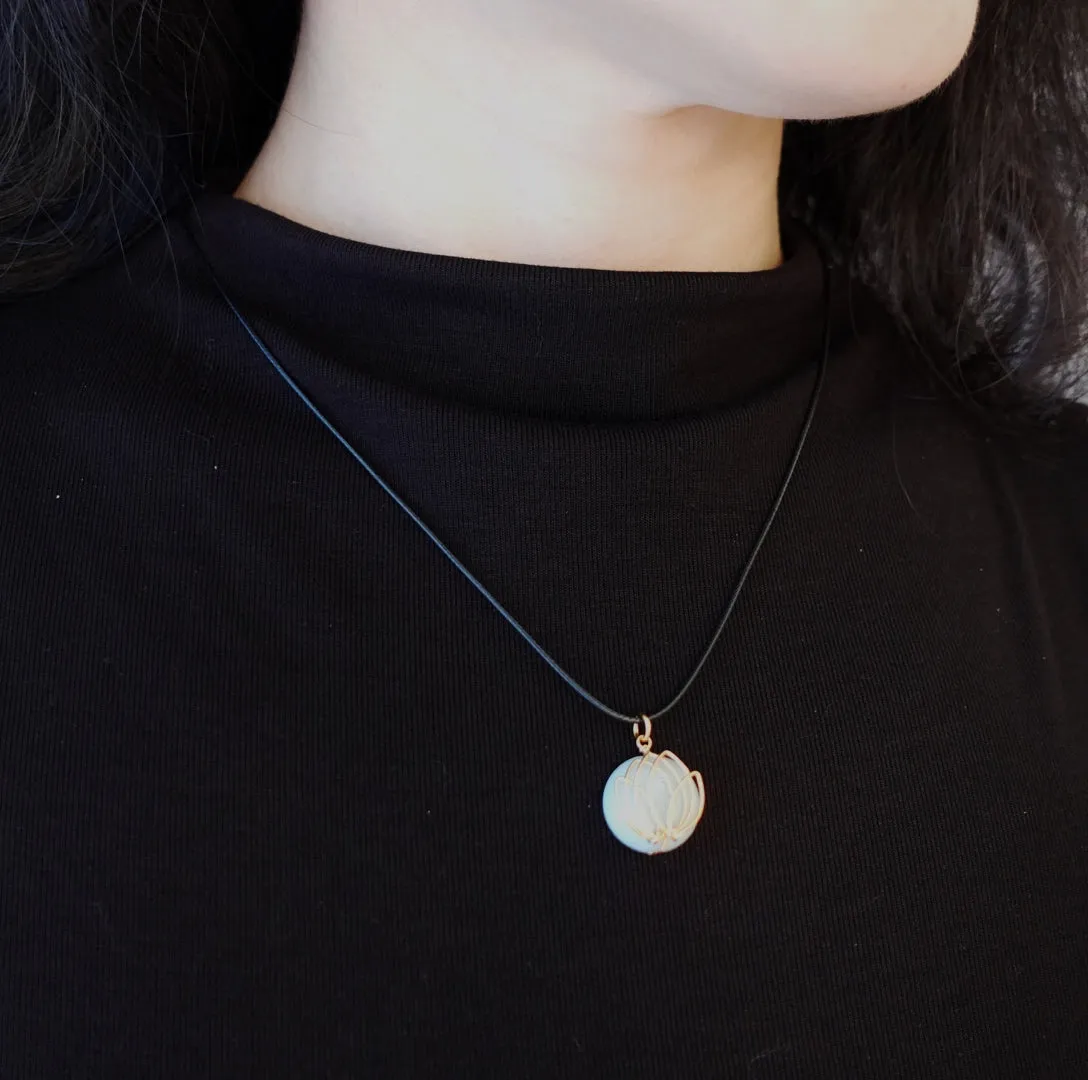 Amazonite Lotus Leather Necklace