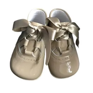 Andanines Caramel Ribbon Tie Pre-Walker Boots