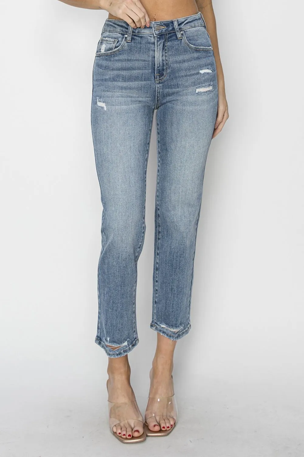 Asher Full Size High Waist Distressed Cropped Jeans