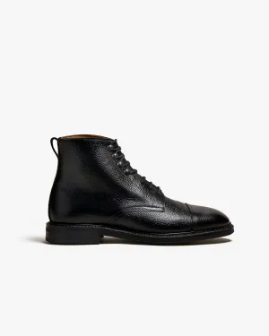 Asinki - Black Milled Leather Lace-up Boots