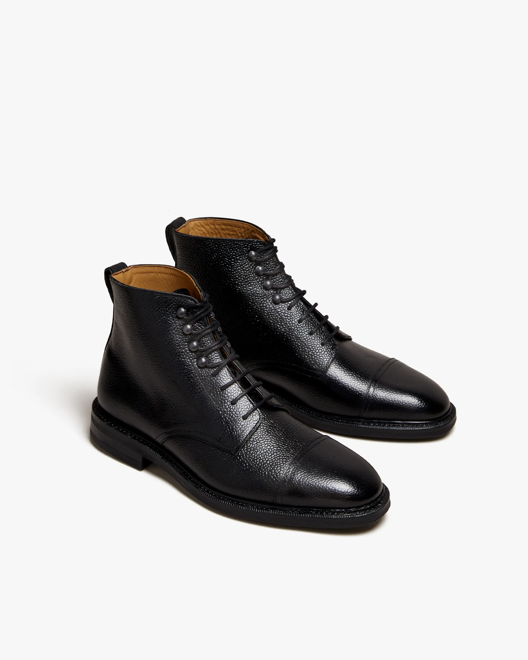 Asinki - Black Milled Leather Lace-up Boots