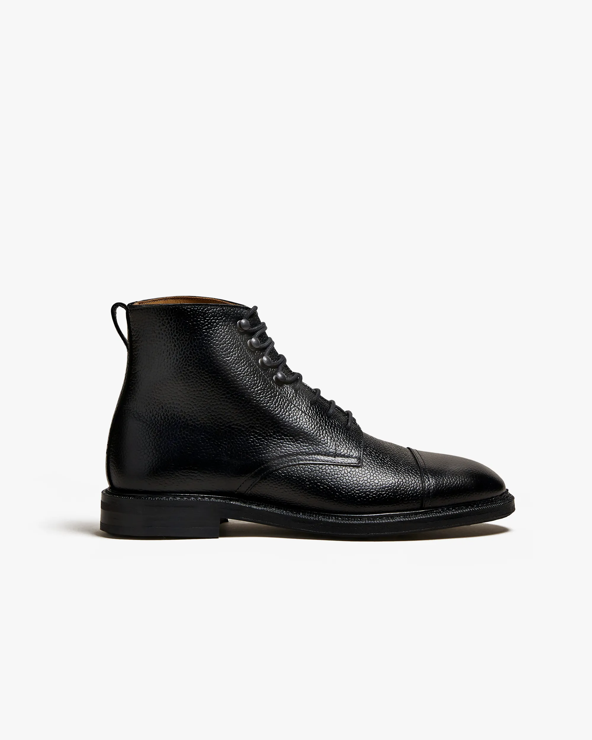 Asinki - Black Milled Leather Lace-up Boots