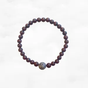 Auspicious Beaded Garnet Bracelet Silver 5mm