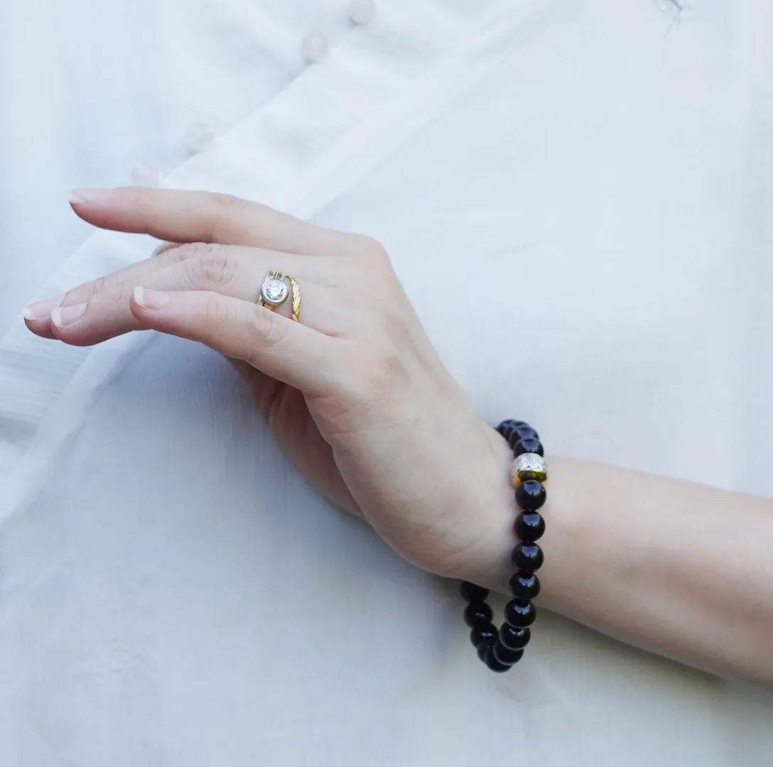 Auspicious Beaded Obsidian Bracelet