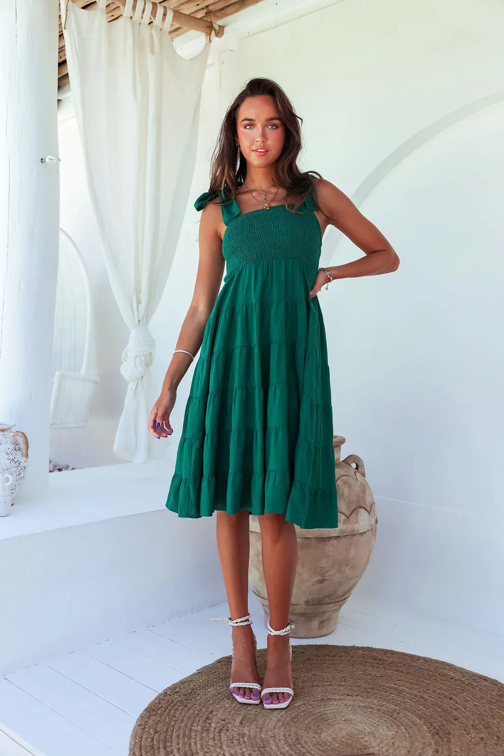 Aviella Midi Dress -Green