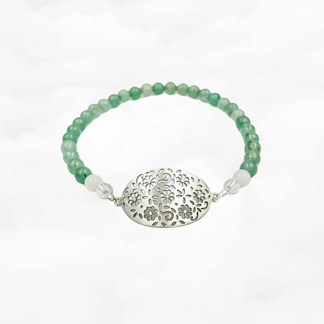 Beaded Aventurine Floral Bracelet