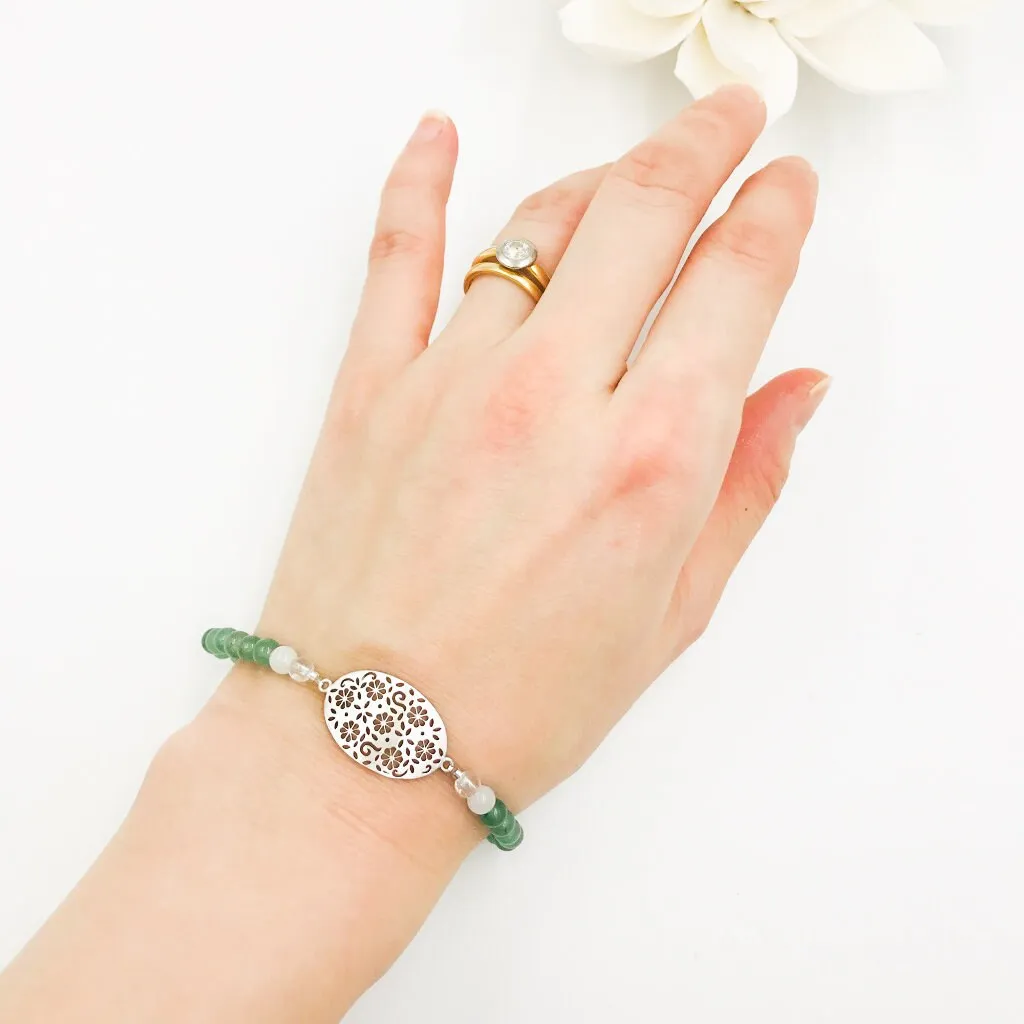 Beaded Aventurine Floral Bracelet