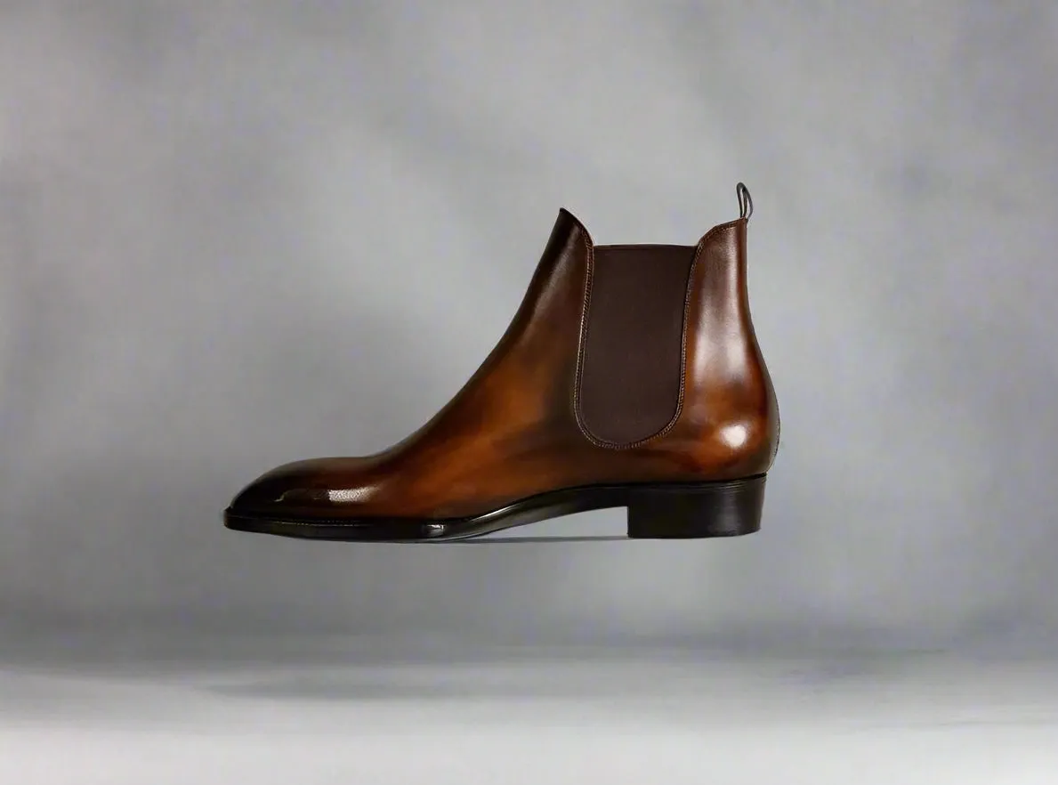 Brown Leather Alvor Slip On Chelsea Boots - Boots