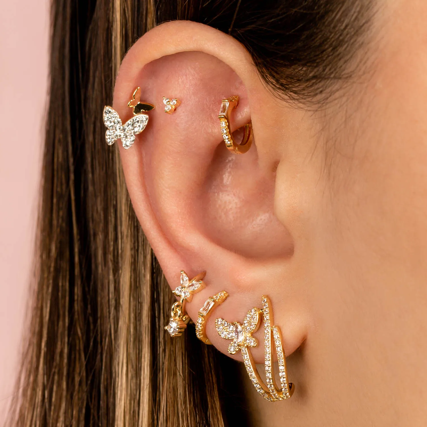 Butterfly CZ Huggie Earring