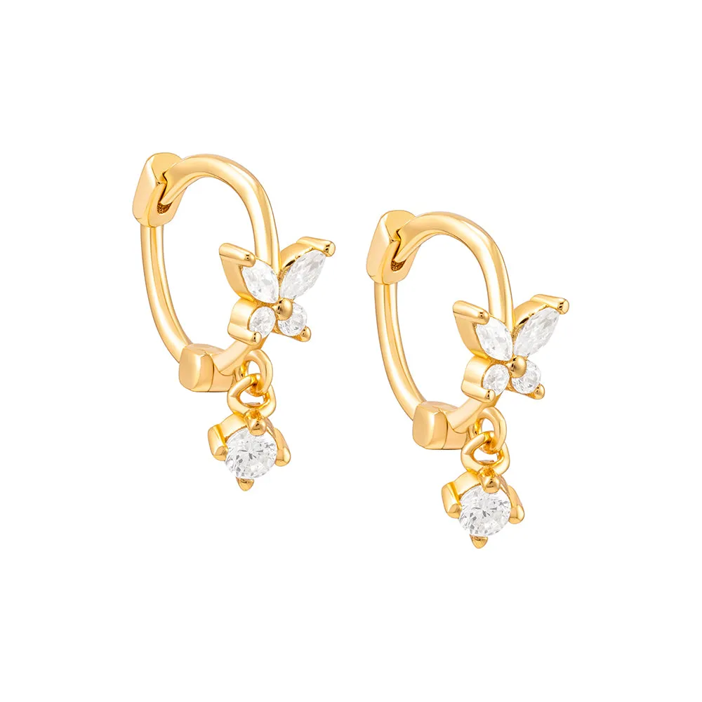 Butterfly CZ Huggie Earring