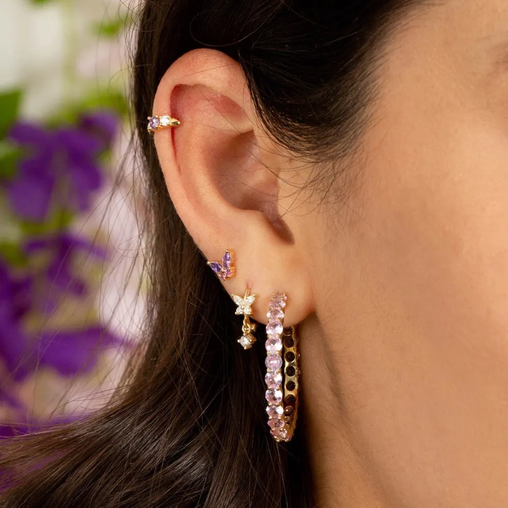 Butterfly CZ Huggie Earring