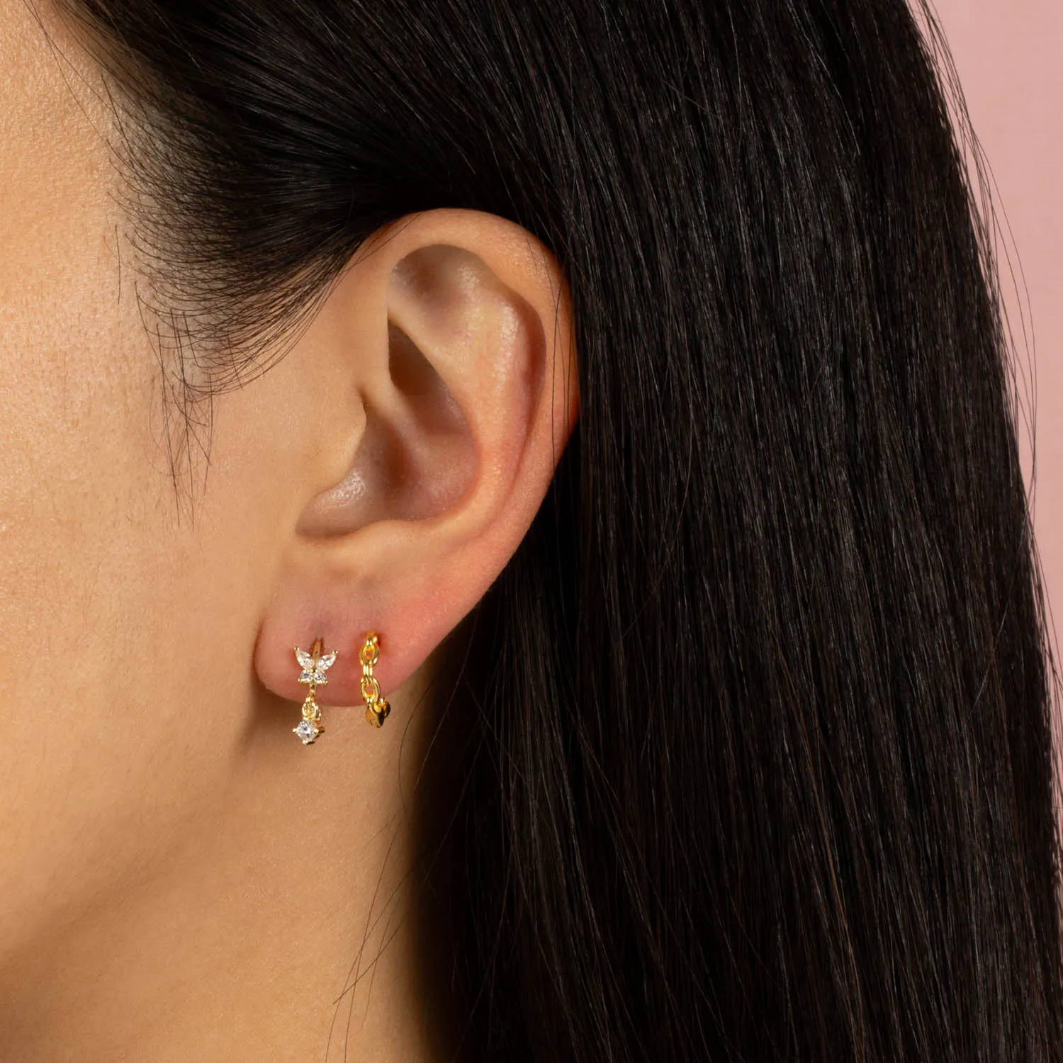 Butterfly CZ Huggie Earring