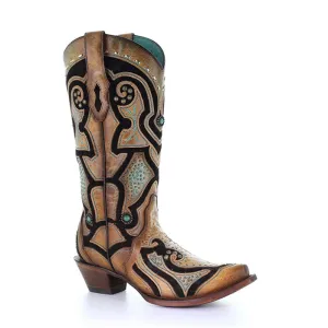 C3521 | Women's Chocolate Overlay Studded Boot