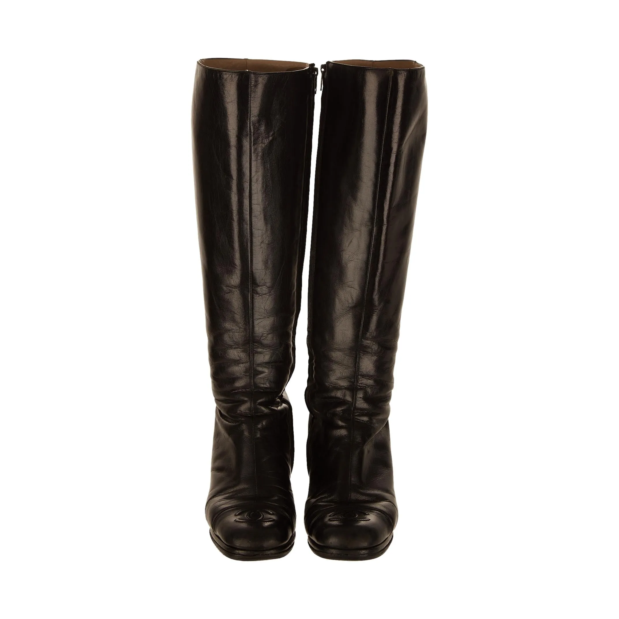 Chanel Black Logo Boots