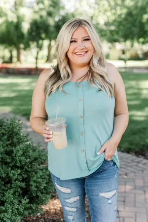 Choose Hope Lace Tank Top- Soft Turquoise