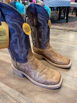 Corral Ladies Sand/Purple Embroidery Square Toe Boots
