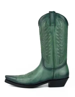 Cowboy Boots for Women and Men Handcrafted Green Leather 1920s Texans