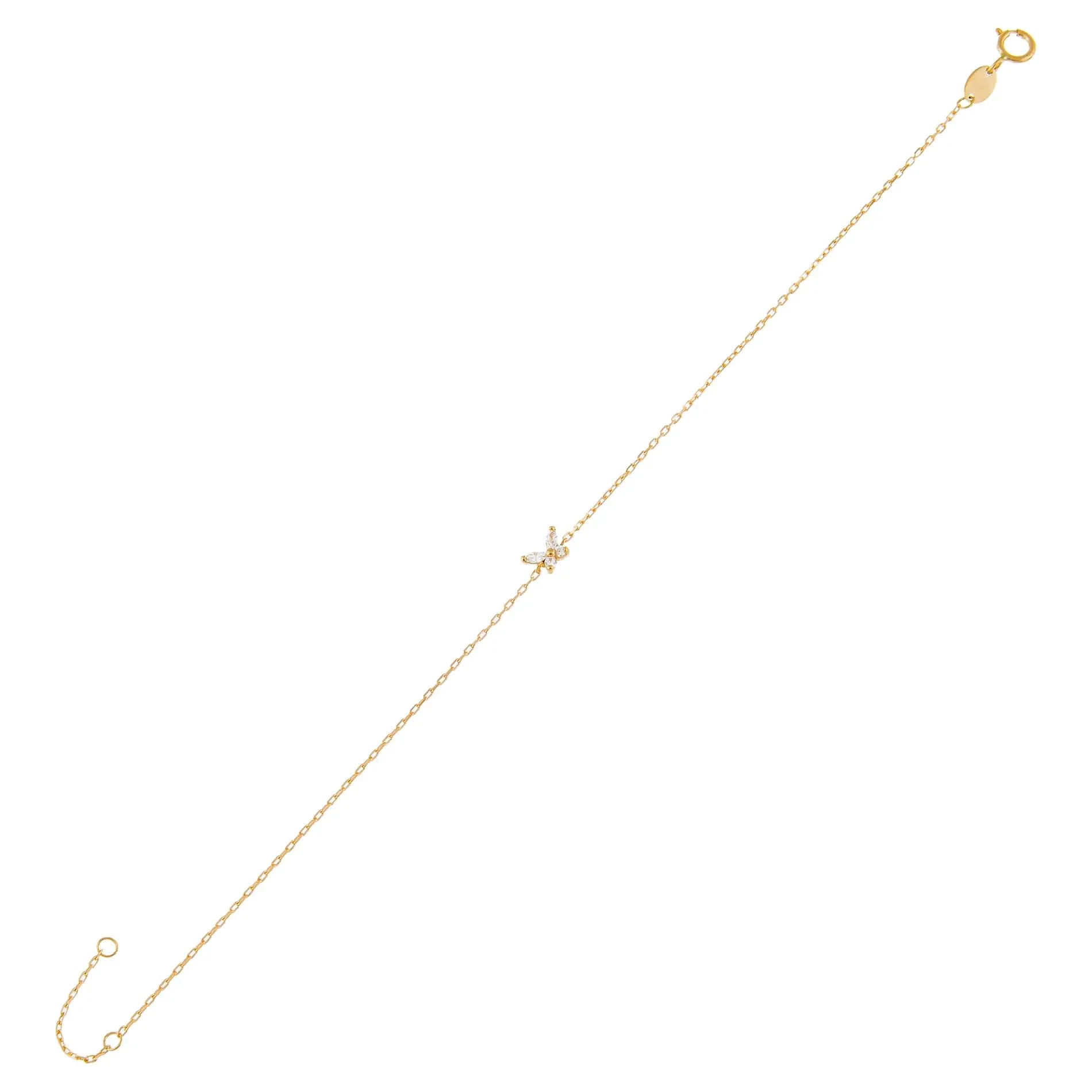 CZ Butterfly Bracelet 14K