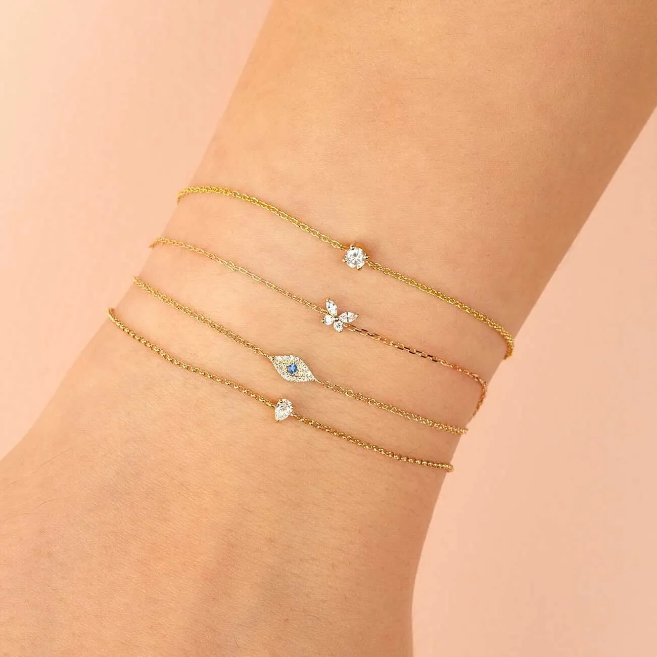 CZ Butterfly Bracelet 14K