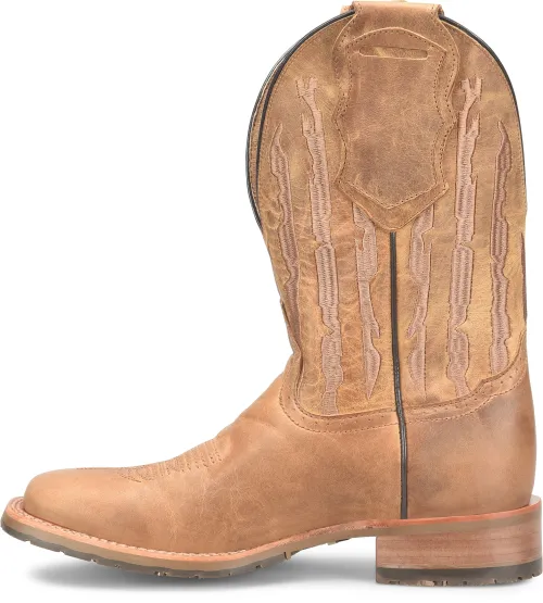 Double H Men's Tan Covada Broad Square Toe Boots with Tan Stars/Stripes Tops
