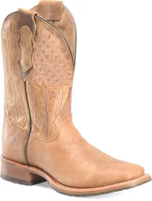 Double H Men's Tan Covada Broad Square Toe Boots with Tan Stars/Stripes Tops