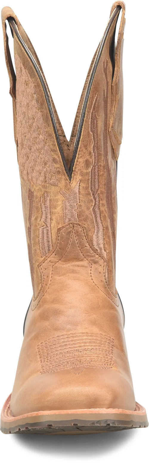 Double H Men's Tan Covada Broad Square Toe Boots with Tan Stars/Stripes Tops