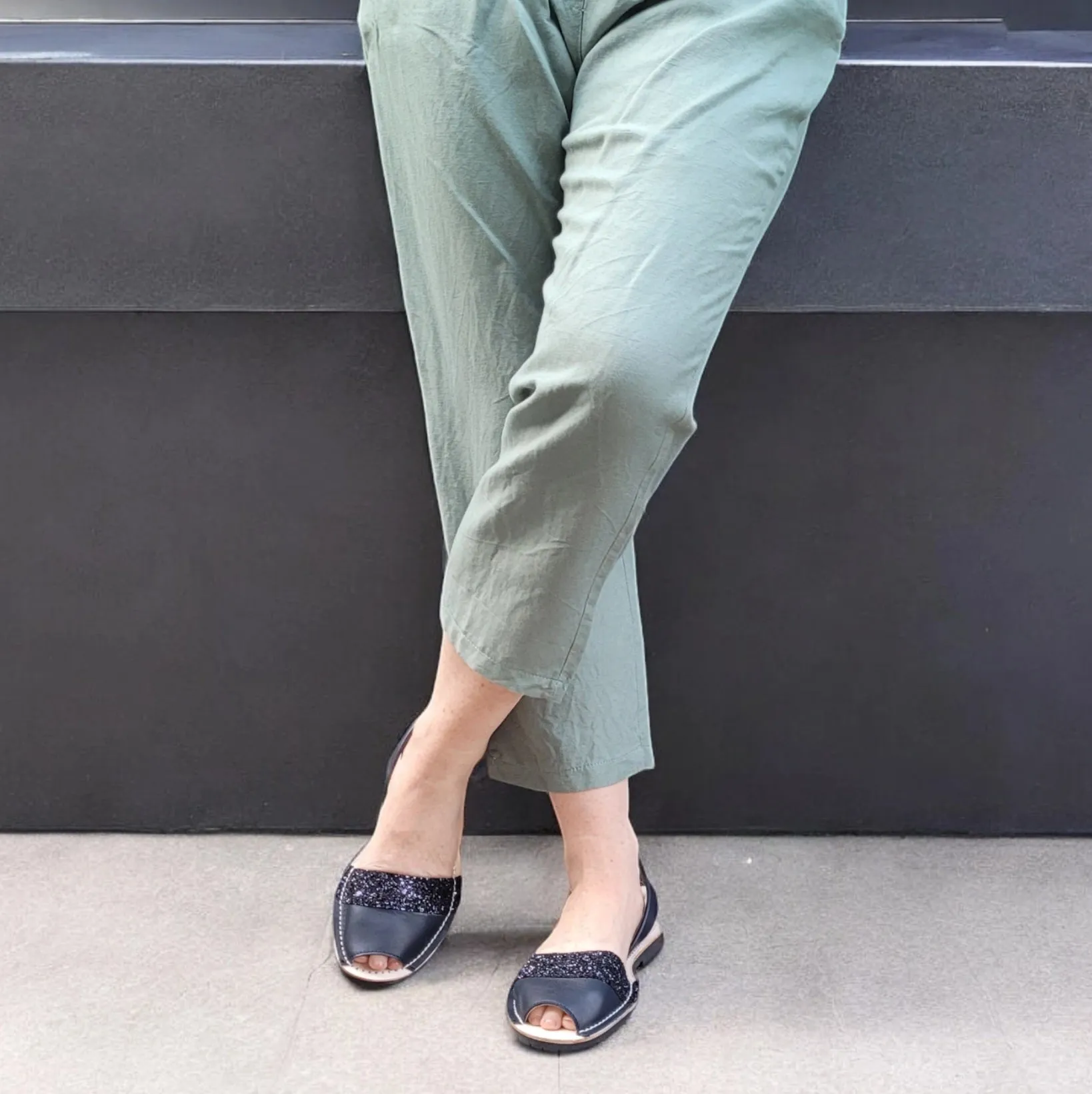 Duo Navy & Glitter Avarca Sandals