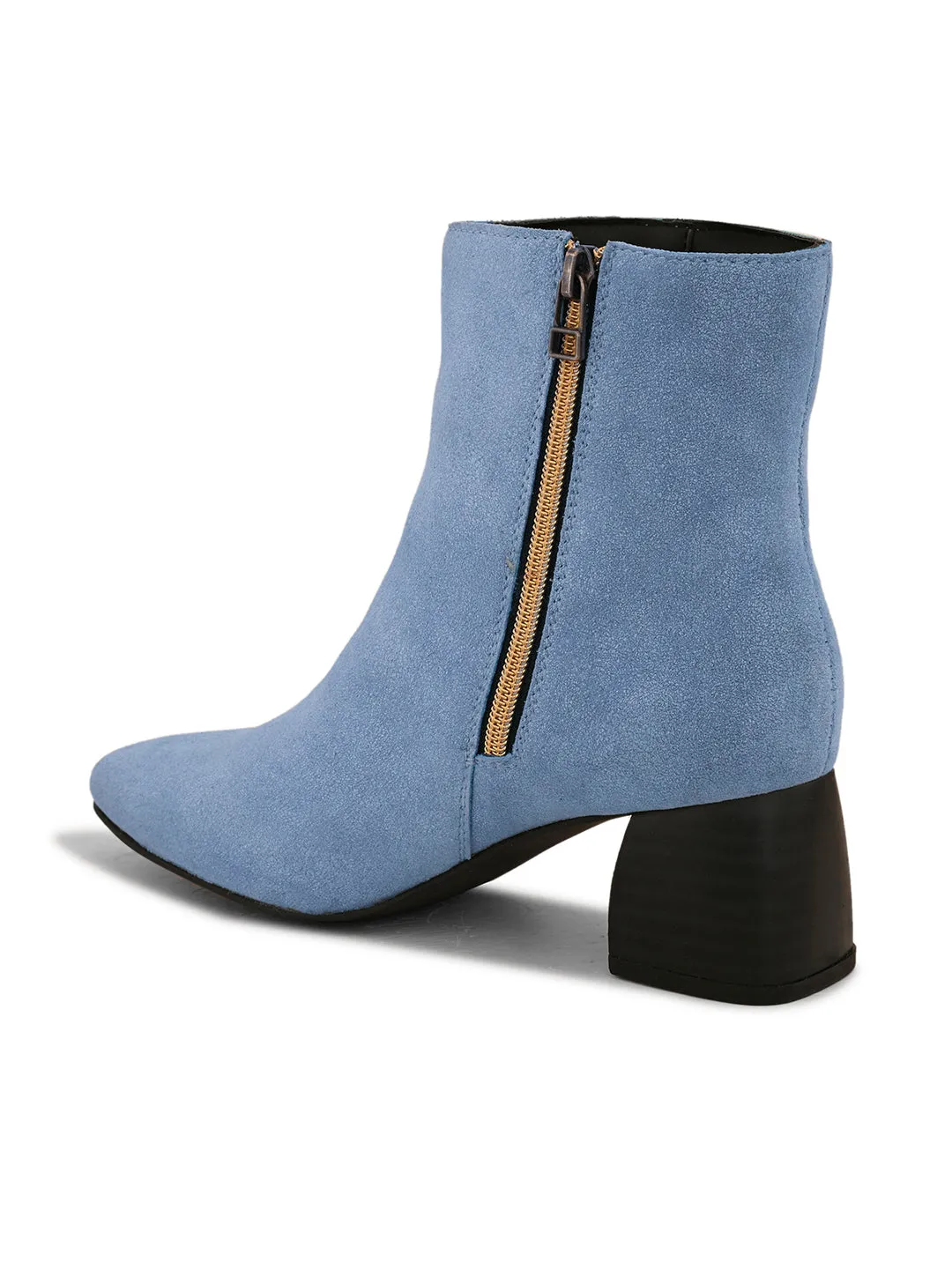EL PASO Women Blue Faux Leather Casual Chelsea Boots