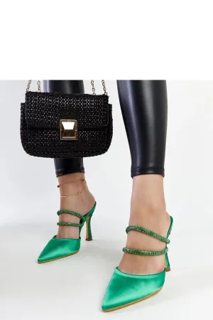 Elegant stylish green high-heeled sandals