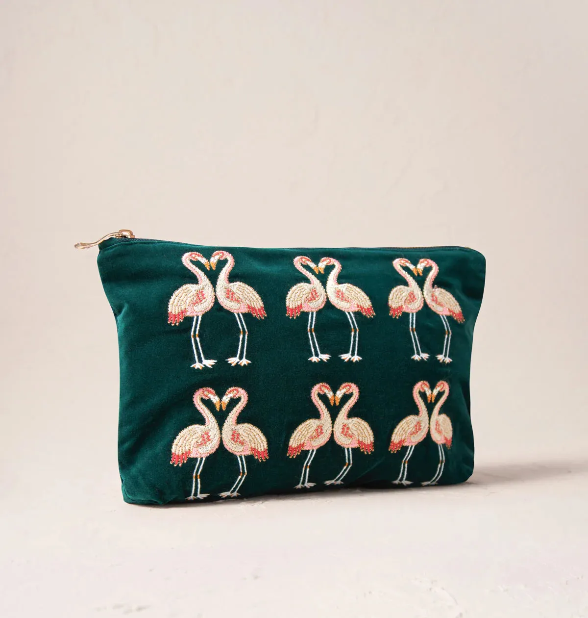 Elizabeth Scarlett Flamingo everyday pouch - Emerald