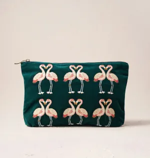 Elizabeth Scarlett Flamingo everyday pouch - Emerald