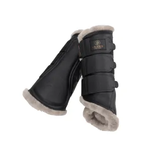 Eskadron Platinum Black leather effect faux fur brushing boots