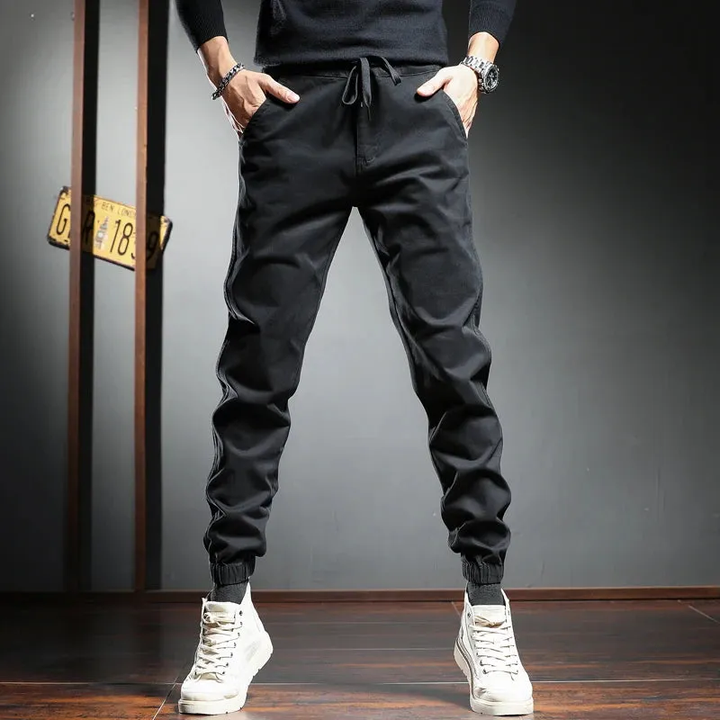 Fashion Gray Cotton Casual Pants - Men's Sport Joggers for Streetwear Slim Fit Trousers