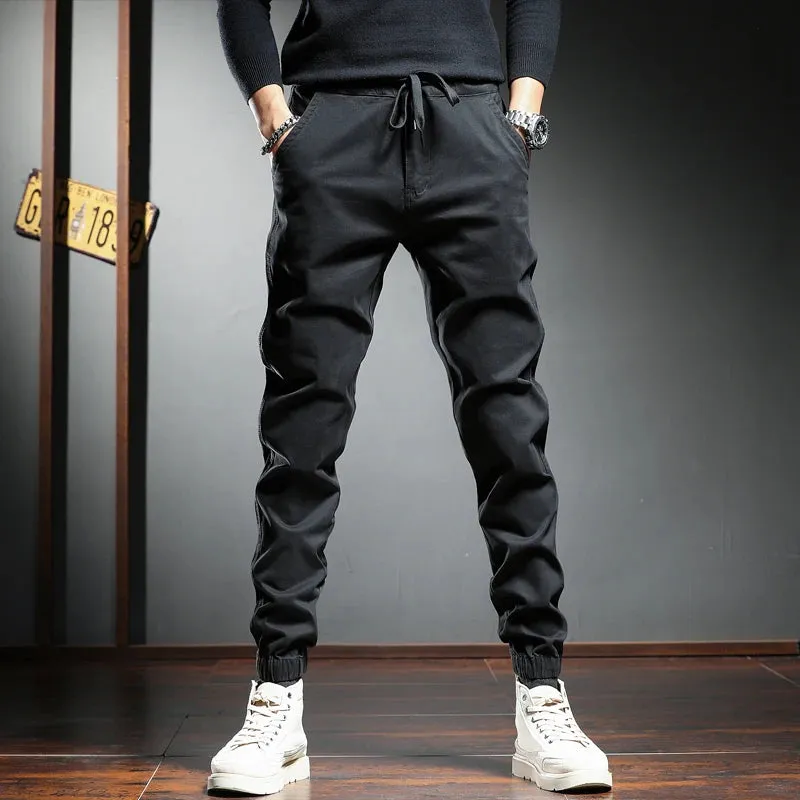 Fashion Gray Cotton Casual Pants - Men's Sport Joggers for Streetwear Slim Fit Trousers