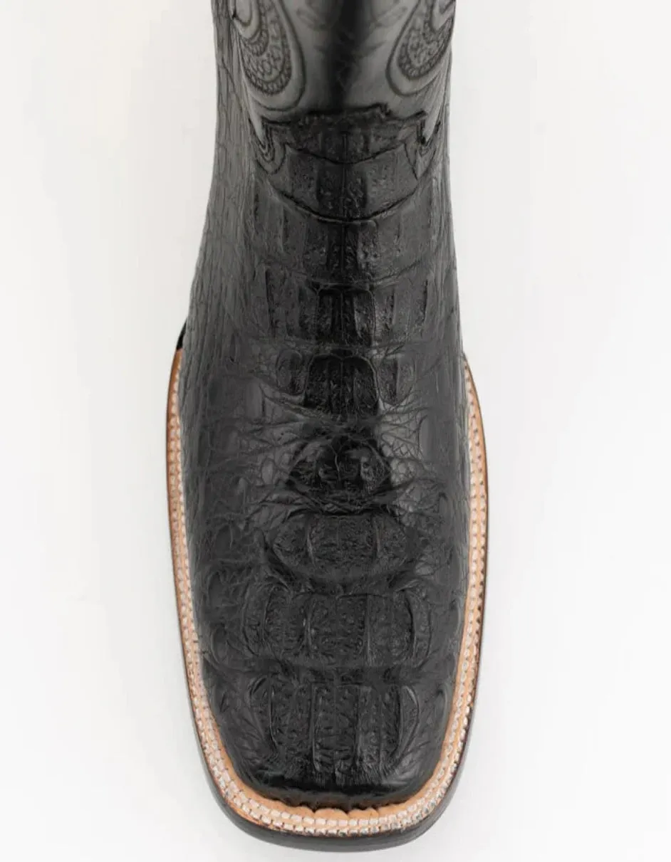 Ferrini Men's Dakota Hornback Caiman Western Boots - Square Toe Handcrafted Black