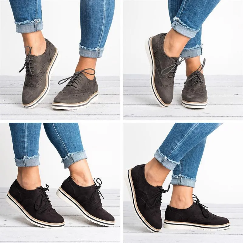 Flache Wildleder-Freizeitschuhe der Frauen runde Zehe