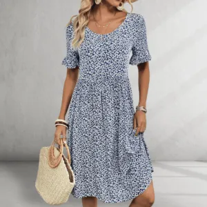 Floral Dress – Short Sleeves – Casual Everyday Fit