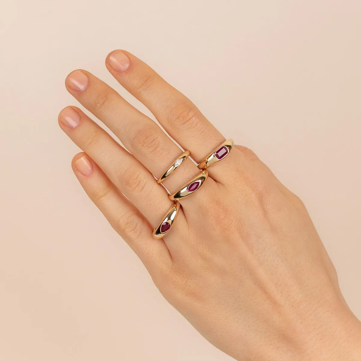 Gemstone Marquise Dome Ring 14K