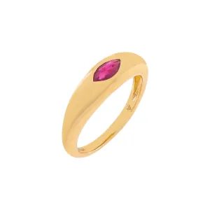 Gemstone Marquise Dome Ring 14K