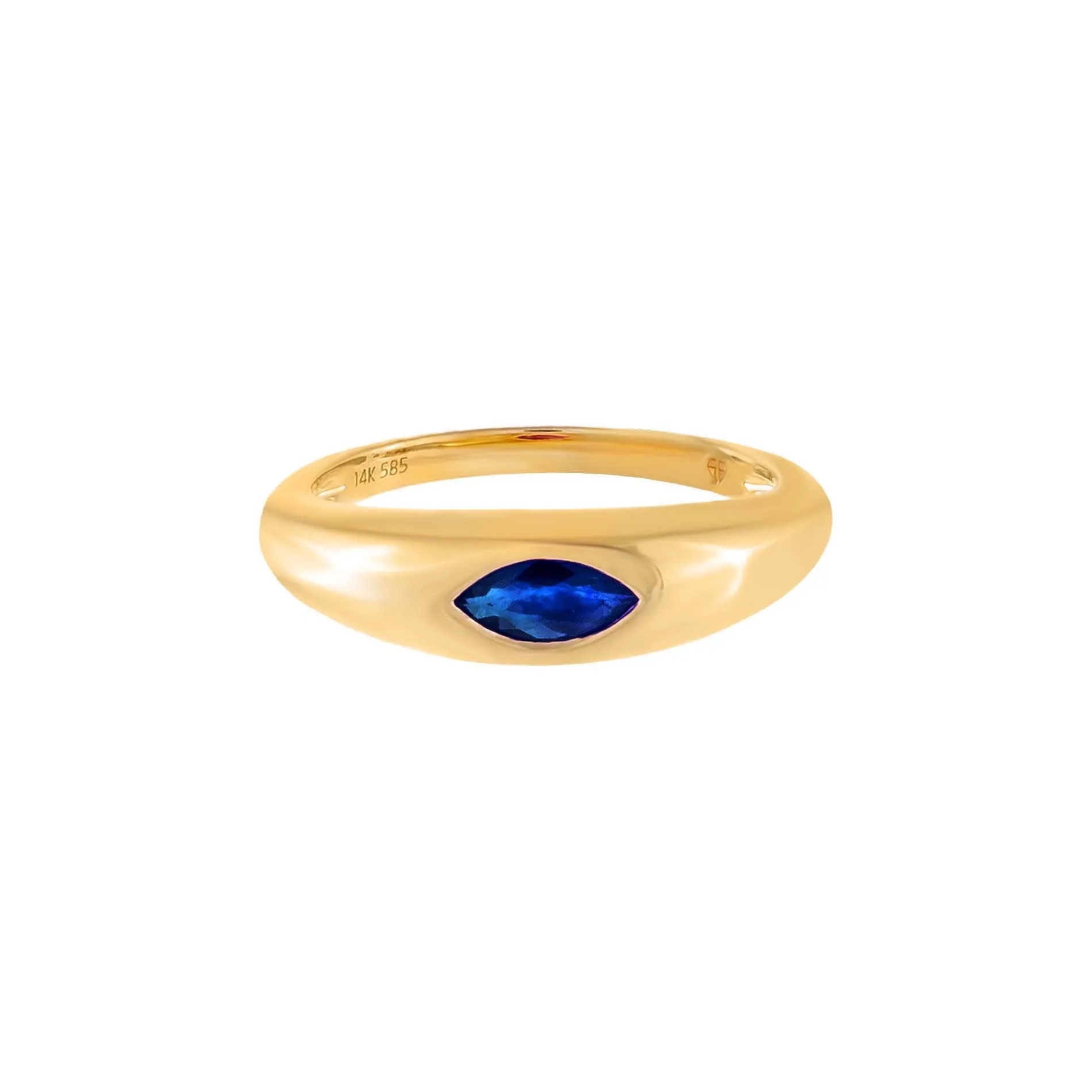 Gemstone Marquise Dome Ring 14K