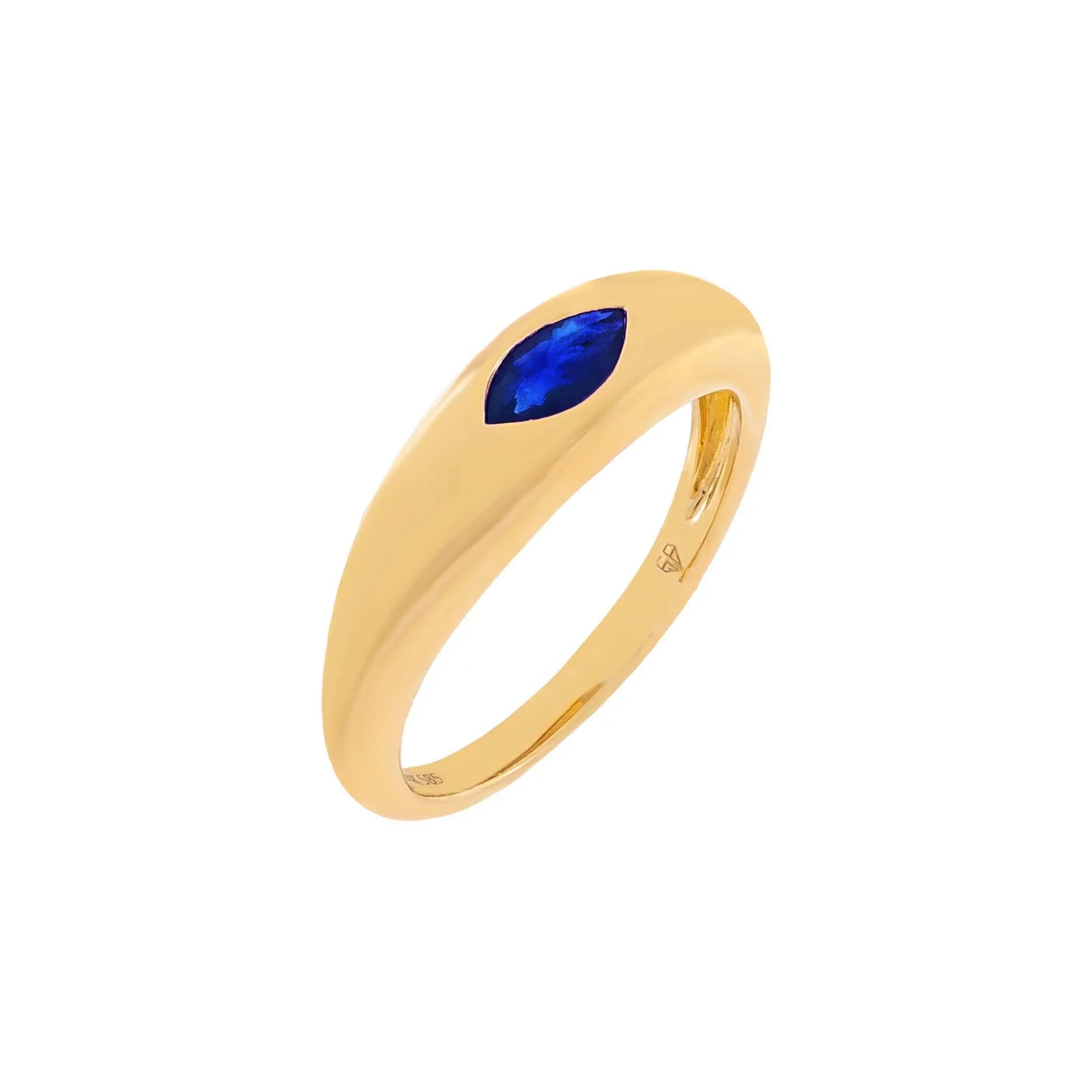 Gemstone Marquise Dome Ring 14K