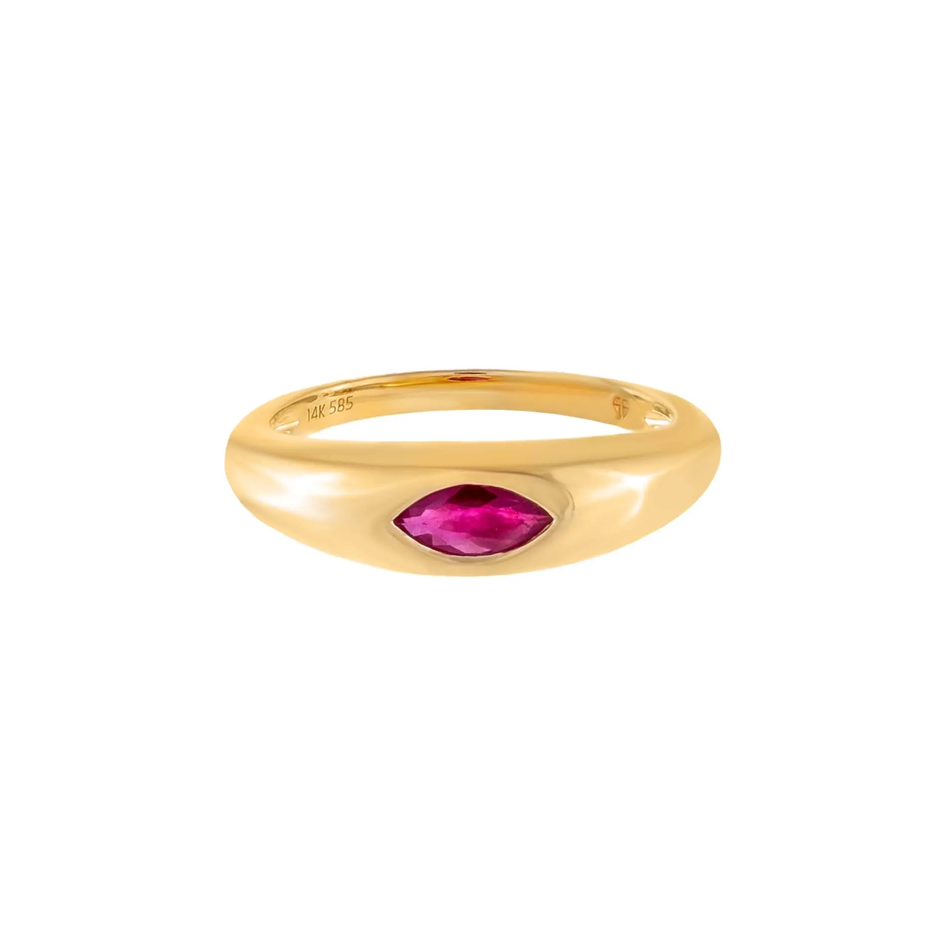 Gemstone Marquise Dome Ring 14K
