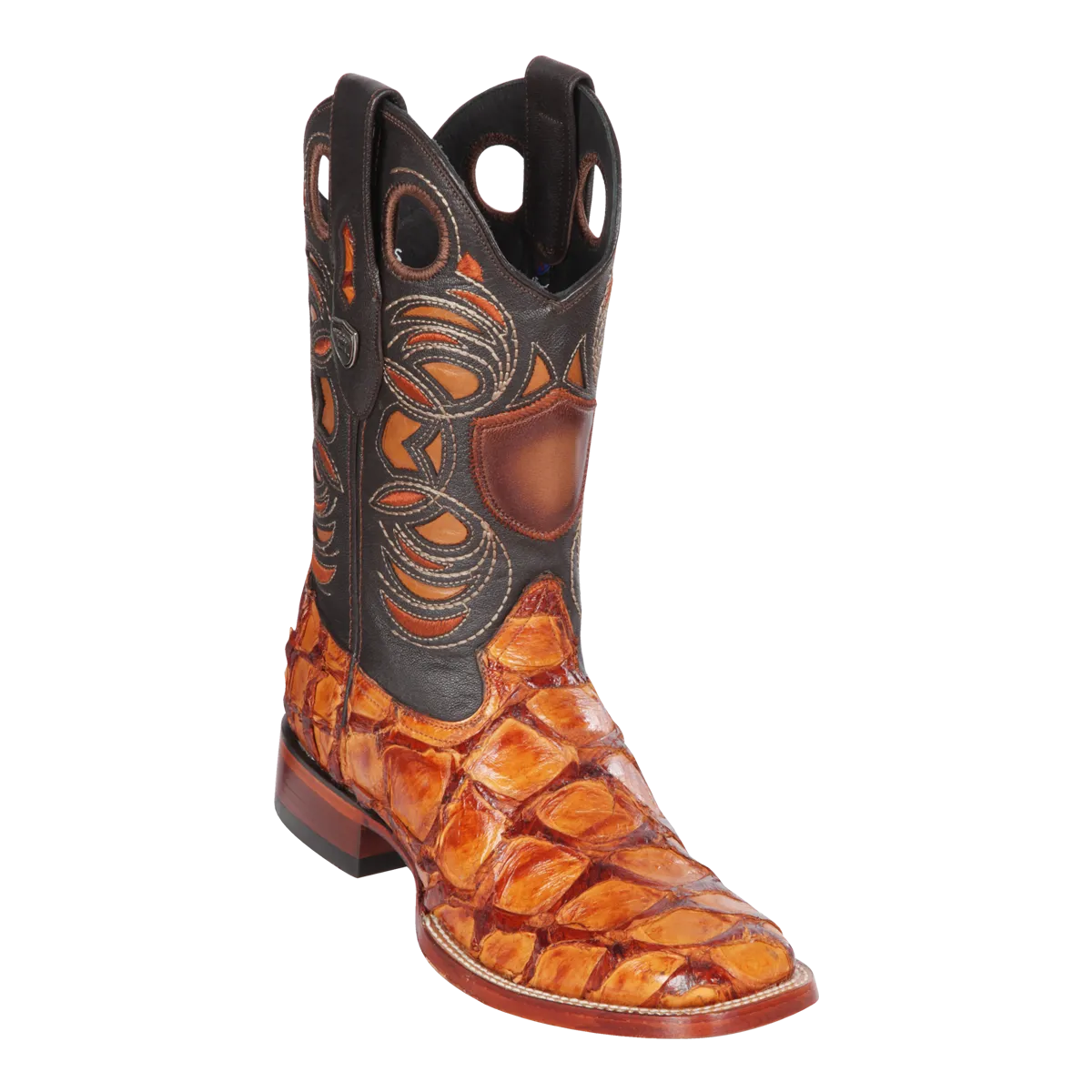 Genuine Pirarucu Wide Square Toe Boot in Buttercup