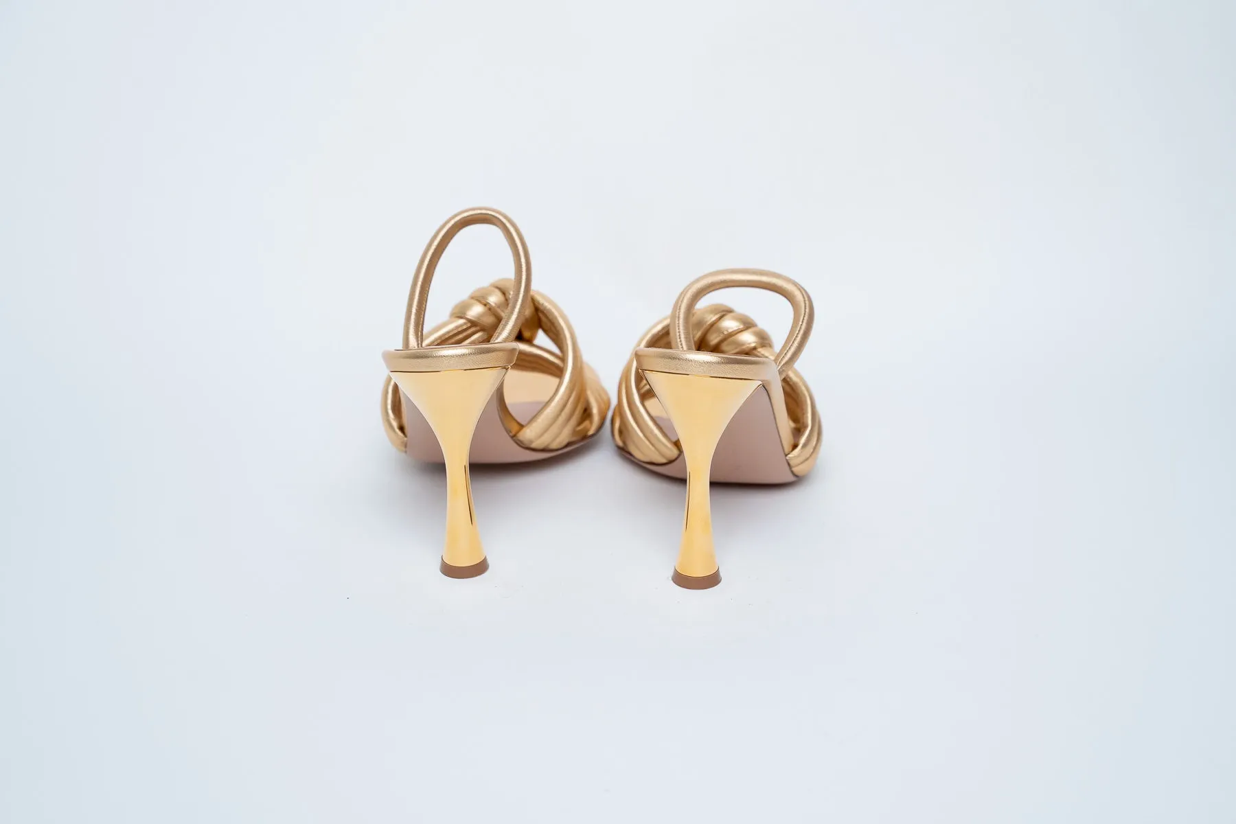 Gianvito Rossi Brushed Gold Leather Heeled Sandals Size 40