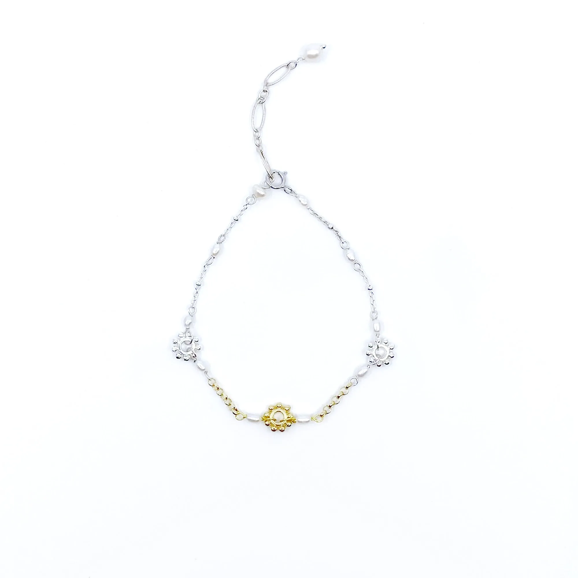Gold and Silver Pearl Bracelet