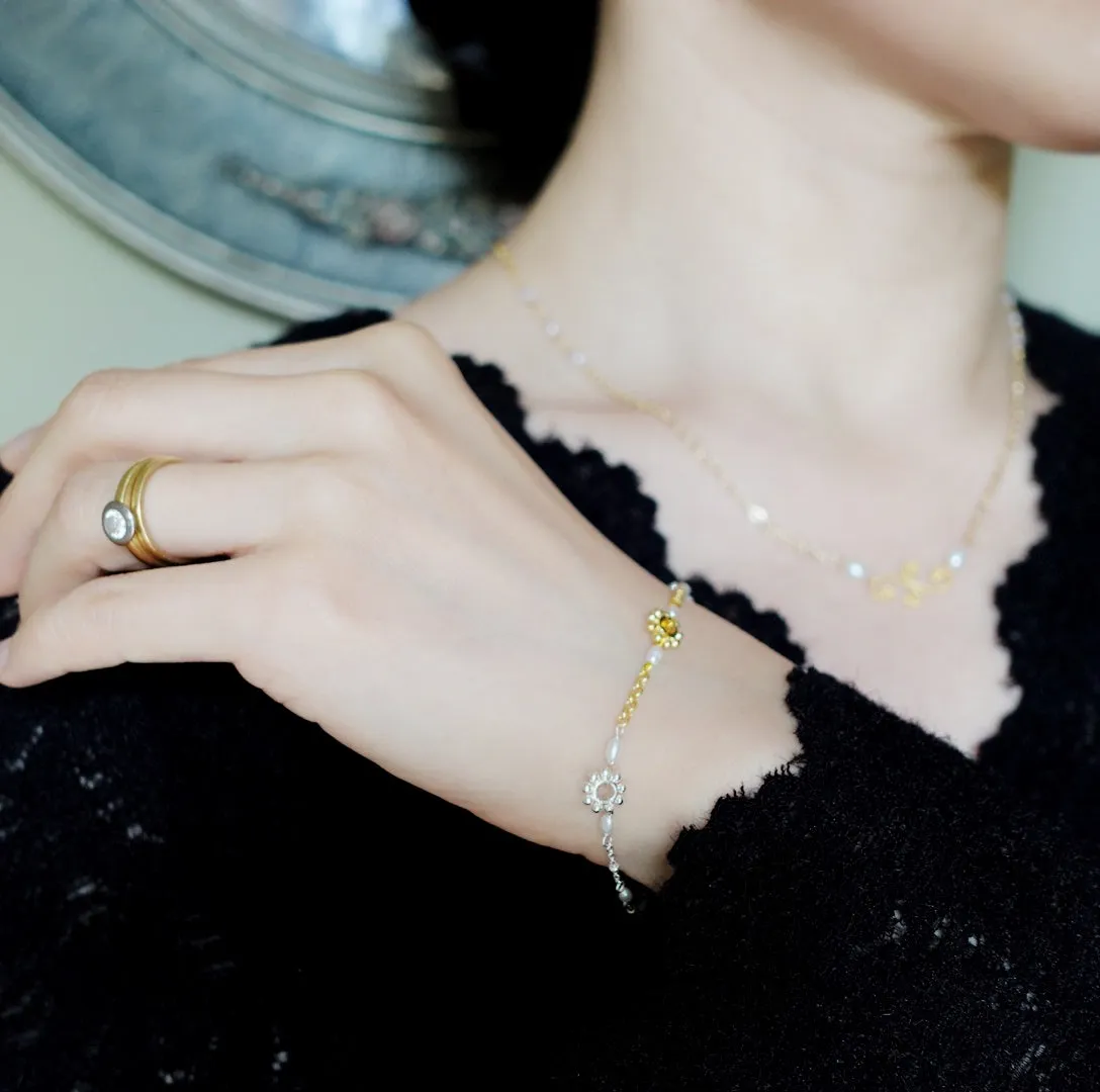 Gold and Silver Pearl Bracelet