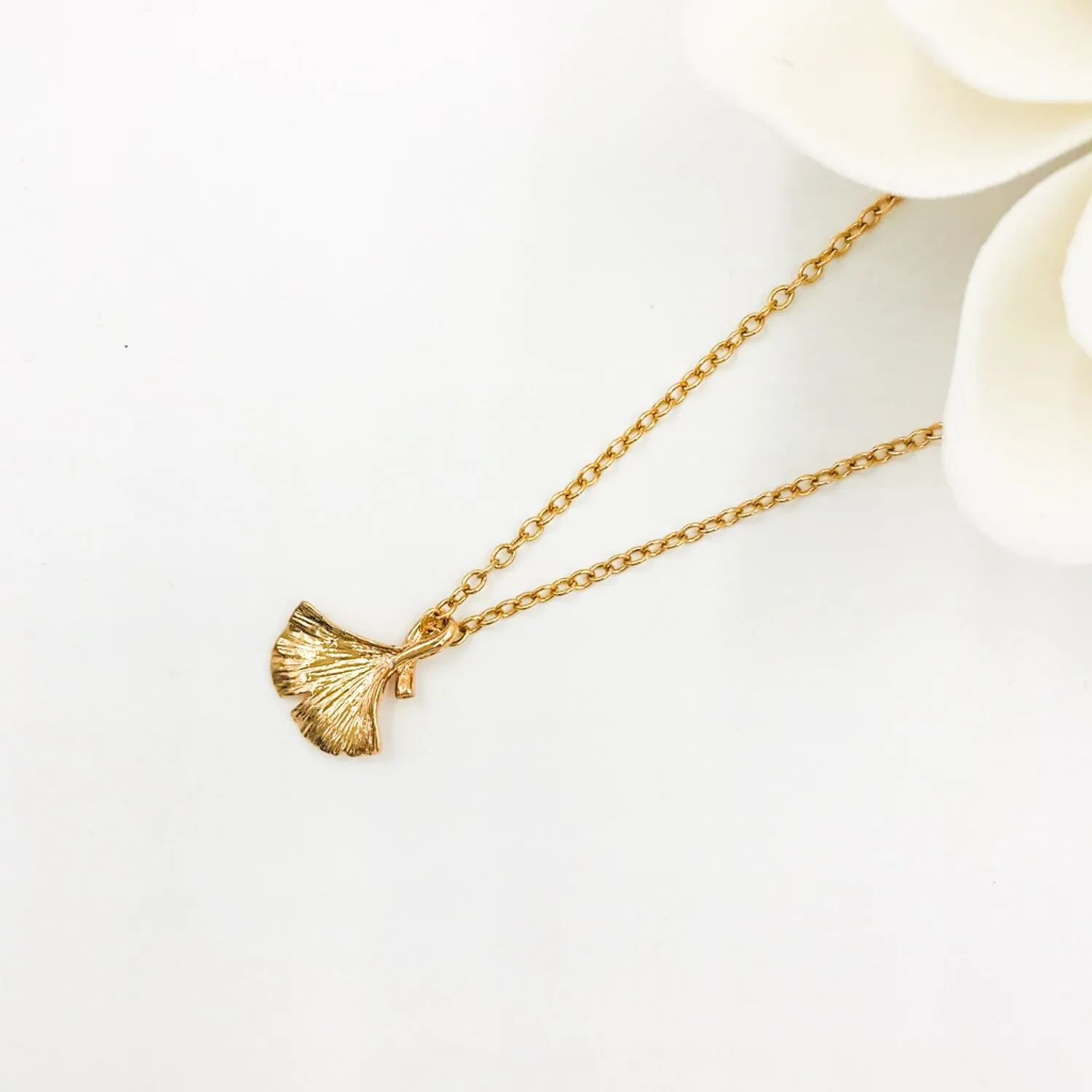 Gold Filled Ginkgo Leaf Necklace